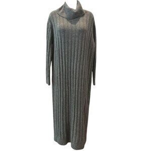 LOFT Ribbed Turtleneck Sweater Dress Size M – Cozy Midi Layered Look‎